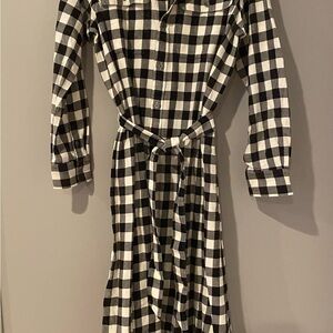 Ralph Lauren Black and White Plaid Long Sleeve Dress